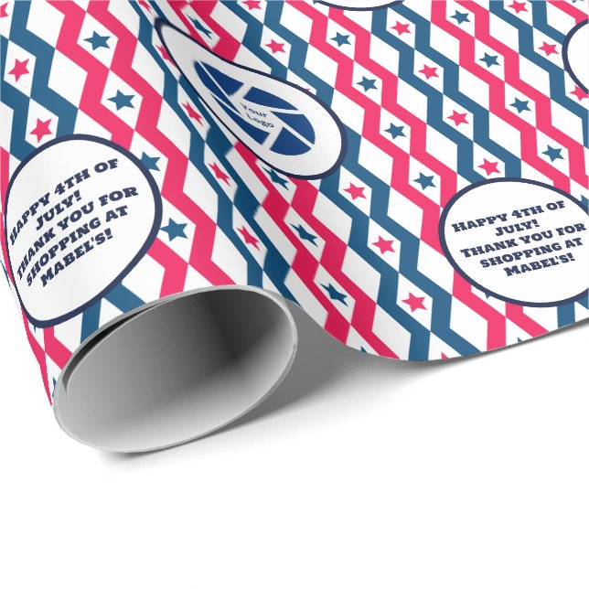 Retail Business 4th of July Diamond Logo Text  Wrapping Paper (Roll Corner)
