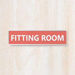 Retail Business Vermillion Red Fitting Room Door Sign