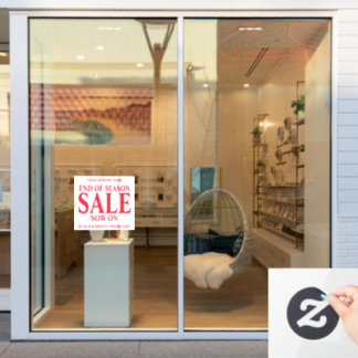 Retail sale store shop business signage red white