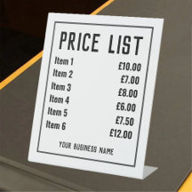Retail Shop Price List Pedestal Sign