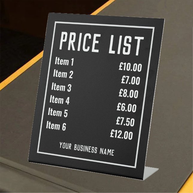 Retail Shop Price List Pedestal Sign (Creator Uploaded)