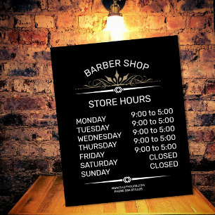Retail store opening times sign