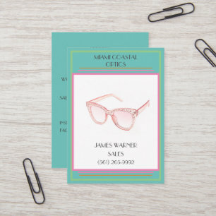 Retail Teal Retro 80's Miami Sunglasses  Business Card