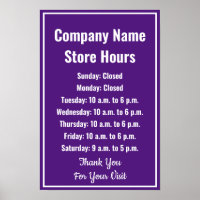 Retail Template Royal Purple Business Hours