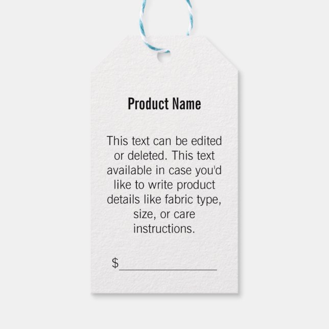 Retail Your Logo Here Template Price Tag (Back)