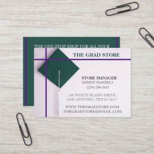 Retailer Teal Green & Purple Colour Graduation Cap Business Card