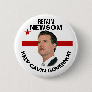 Retain Gavin Newsom in 2021 6 Cm Round Badge
