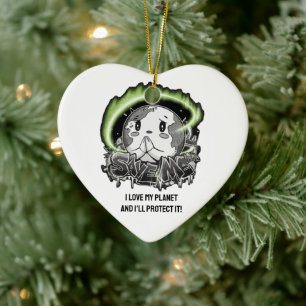 Rethink Reduce Reuse Recycle Save Earth Ceramic Tree Decoration