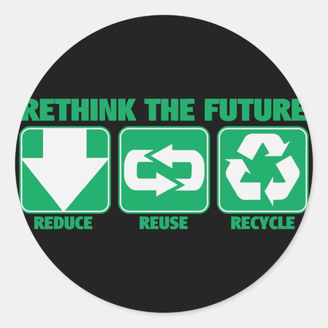 Rethink The Future, Recycle Classic Round Sticker (Front)