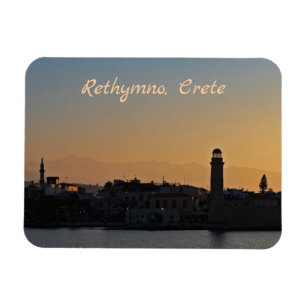 Rethymno Crete Cityscape Sunset Magnet