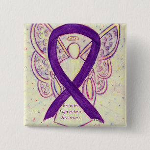 Retinitis Pigmentos Awareness Angel Ribbon Art Pin