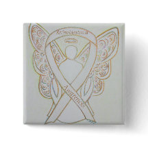 Retinoblastoma White Awareness Ribbon Angel Pin