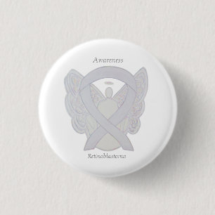 Retinoblastoma White Awareness Ribbon Angel Pin