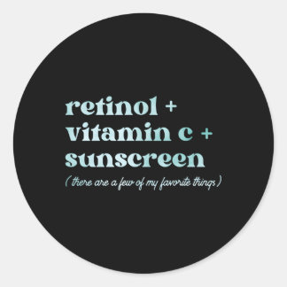 Retinol Vitamin C And Sunscreen Aesthetic Aestheti Classic Round Sticker
