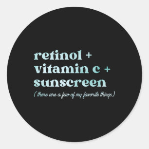 Retinol Vitamin C And Sunscreen Aesthetic Esthetic Classic Round Sticker