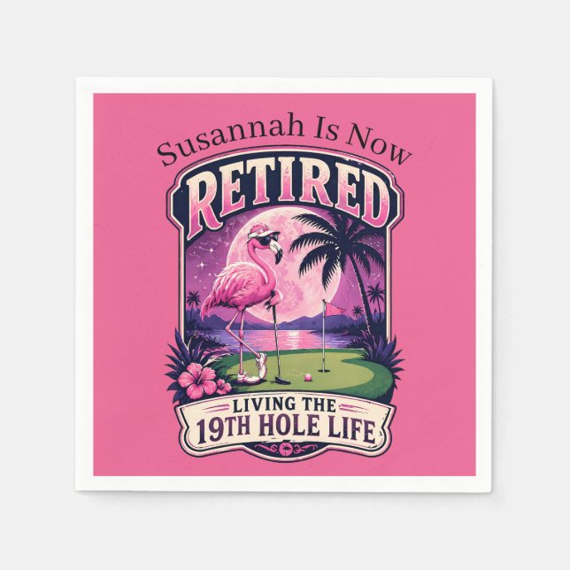 Retired 19th Hole Golf Retirement Party Napkin (Front)