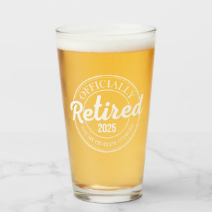 Retired 2024 Retirement Men Women Humour Glass