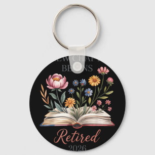 Retired 2026 teacher women a new chapter begins key ring