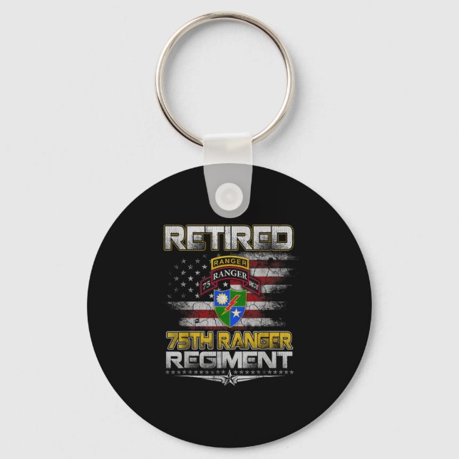 Retired 75th Ranger Regiment Veteran Patriotic Dad Key Ring (Front)