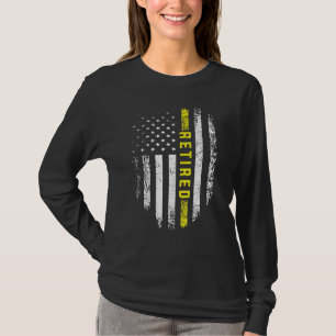 Retired 911 Dispatcher   Thin Yellow Line Flag T-Shirt