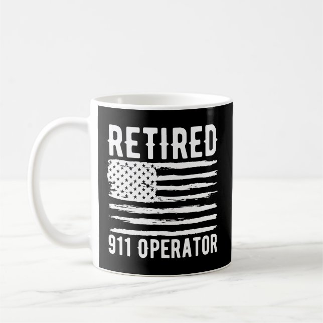 Retired 911 Operator Profession American Flag Coffee Mug (Left)