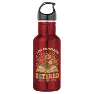 Retired A New Chapter Begins Retro Floral Book 532 Ml Water Bottle
