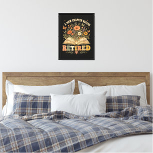 Retired A New Chapter Begins Retro Floral Book Canvas Print
