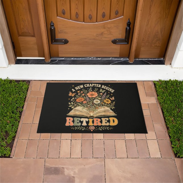 Retired A New Chapter Begins Retro Floral Book Doormat (Outdoor)