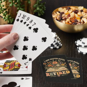 Retired A New Chapter Begins Retro Floral Book Playing Cards