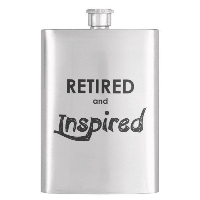 Retired And Inspired Hip Flask (Front)