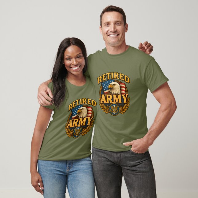 Retired ARMY Design with flag & eagle T-Shirt (Unisex)