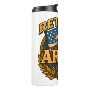 Retired ARMY Design with flag & eagle Thermal Tumbler