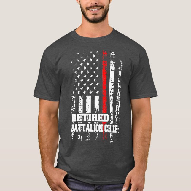Retired Battalion Chief  Firefighter Retirement T-Shirt (Front)