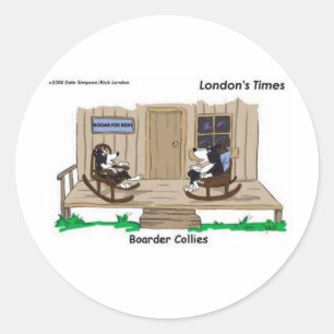 Retired Border Collies Funny Offbeat Cartoon Gifts Classic Round Sticker