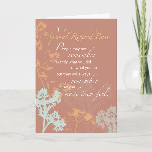 Retired Boss, Boss's Day Brown, Wildflowers Silhou Card (Front)