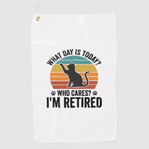 Retired Cat Vintage Sunset Funny Quote T-Shirt Des Golf Towel
