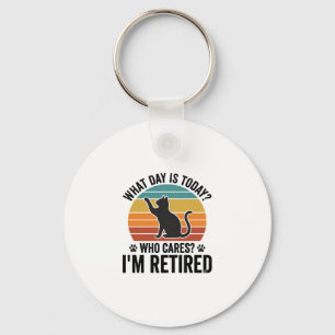 Retired Cat Vintage Sunset Funny Quote T-Shirt Des Key Ring