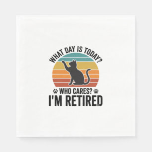 Retired Cat Vintage Sunset Funny Quote T-Shirt Des Napkin