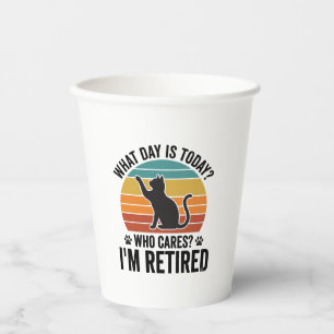 Retired Cat Vintage Sunset Funny Quote T-Shirt Des Paper Cups