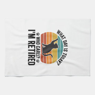 Retired Cat Vintage Sunset Funny Quote T-Shirt Des Tea Towel