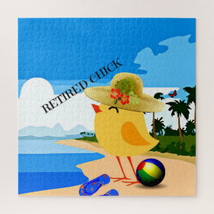 Retired Chick...at the beach, of course Jigsaw Puzzle
