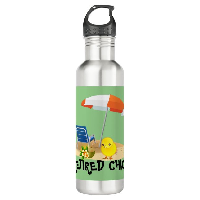 Retired Chick--Beach Scene, 710 Ml Water Bottle (Front)