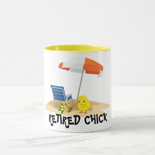 Retired Chick--Beach Scene, Mug (Center)