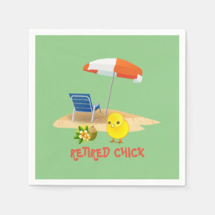 Retired Chick--Beach Scene,   Napkin