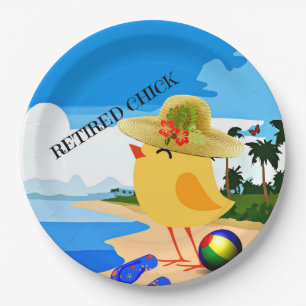 Retired Chick, colourful design Paper Plate