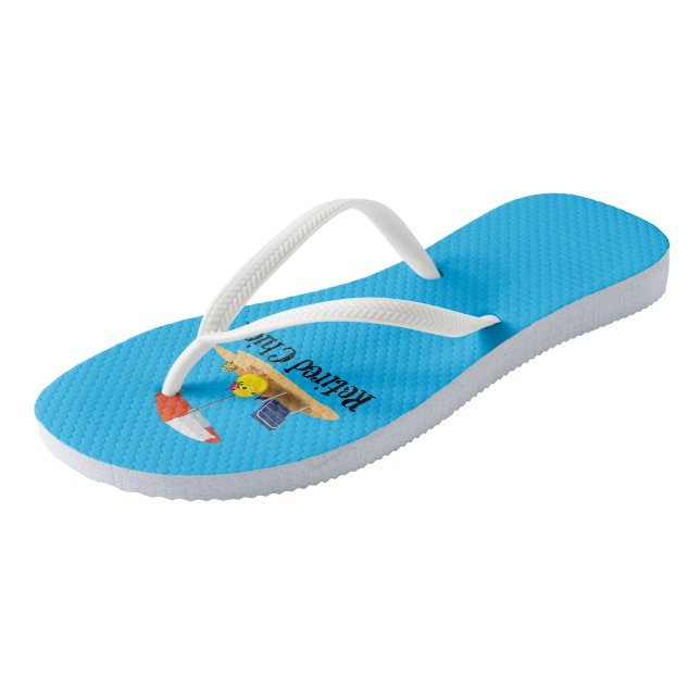 Retired Chick...Cute and Colourful Design Jandals (Angled)