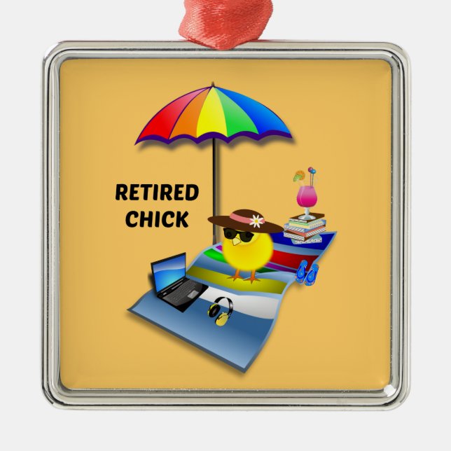 Retired Chick, oh so cute, Metal Tree Decoration (Front)