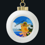 Retired Chick on the Beach Ceramic Ball Christmas Ornament<br><div class="desc">Retired Chick on the Beach,  custom design</div>