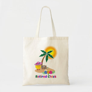Retired Chick on Tropical Island Tote Bag