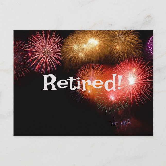 Retired! Colourful Fireworks Display. Postcard (Front)